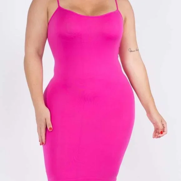 Women's Seamless Cami Slip Dress - One Size/Plus Size - Fuschia | Color: Pink | Size: 14 | Bm_Shop's Closet